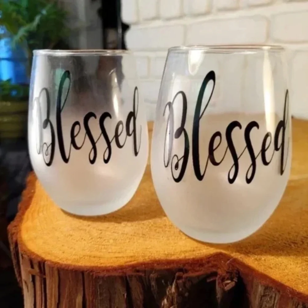 3/$25 Blessed Stemless Wine Glasses